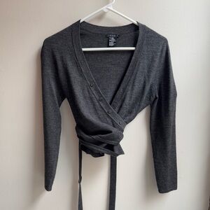 Theory wrap cropped ballet sweater